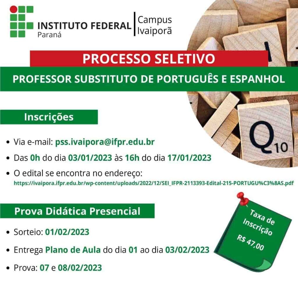 Campus do IFPR de Ivaiporã contrata professor substituto Ivan