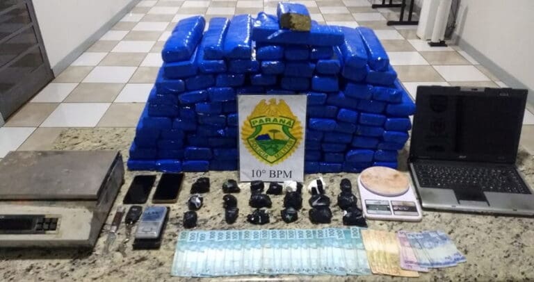 PM de Apucarana apreende mais de 75 Kg de maconha e cocaína