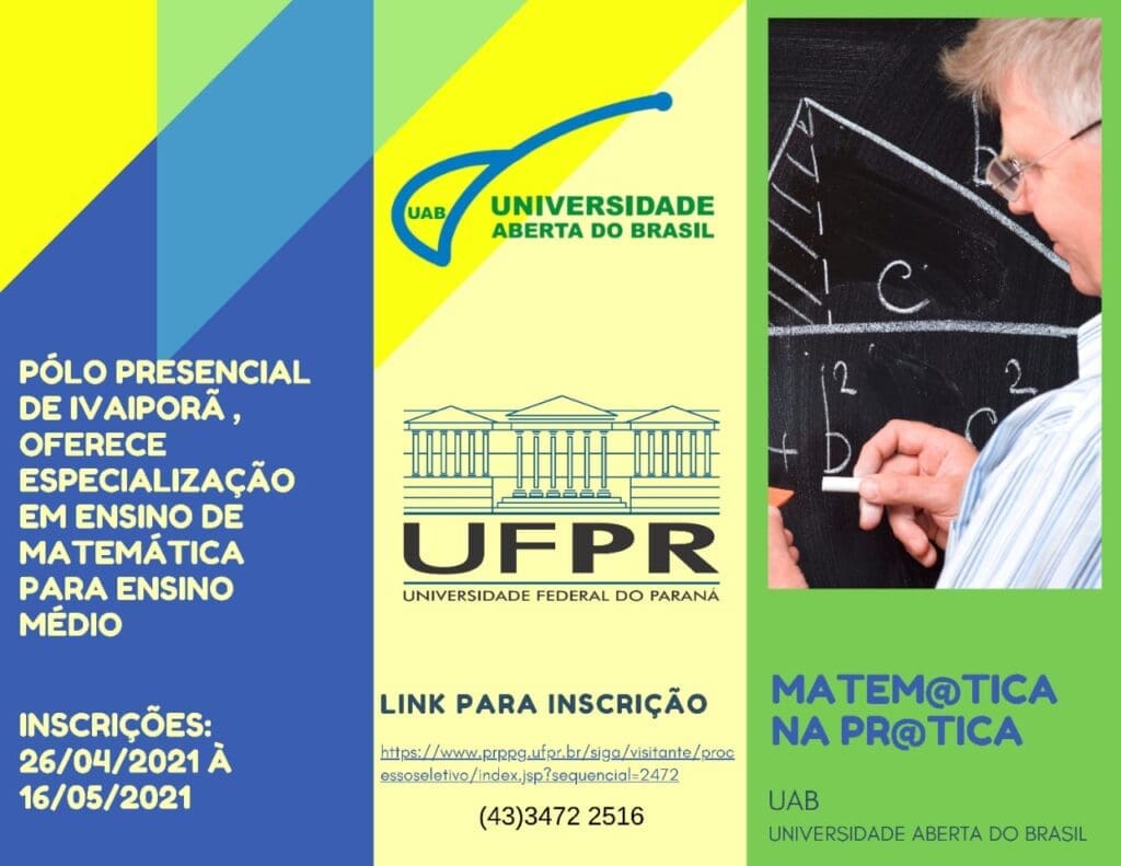 Polo UAB Ivaiporã abre inscrições para curso de especialização em Ensino de Matemática