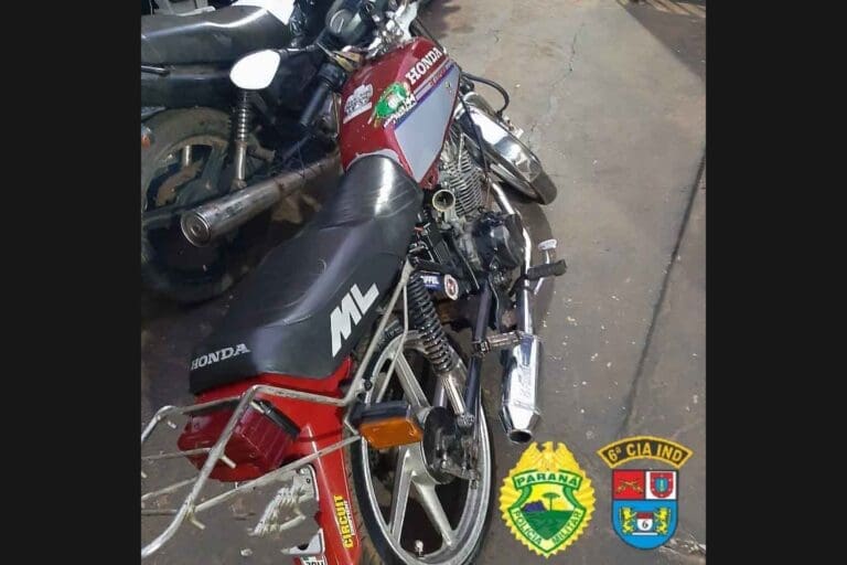 Moto com alerta de furto é recuperada em Jardim Alegre