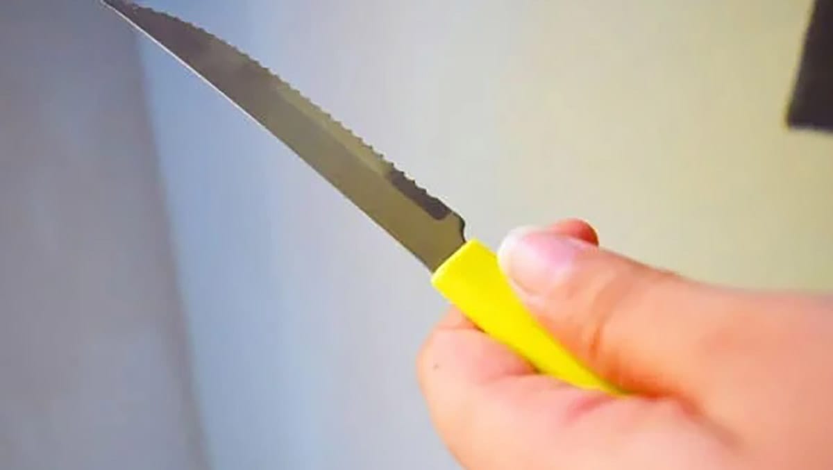 Mão de mulher segurando faca, ilustrando caso de facada em Jardim Alegre