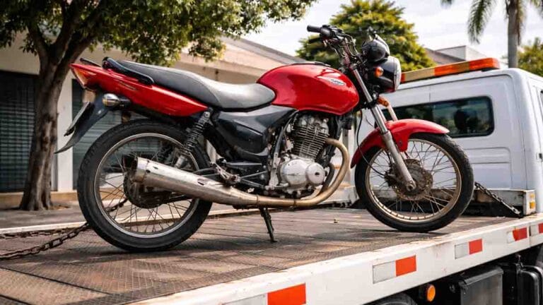 Motocicleta apreendida pela Polícia Militar no centro de Ivaiporã