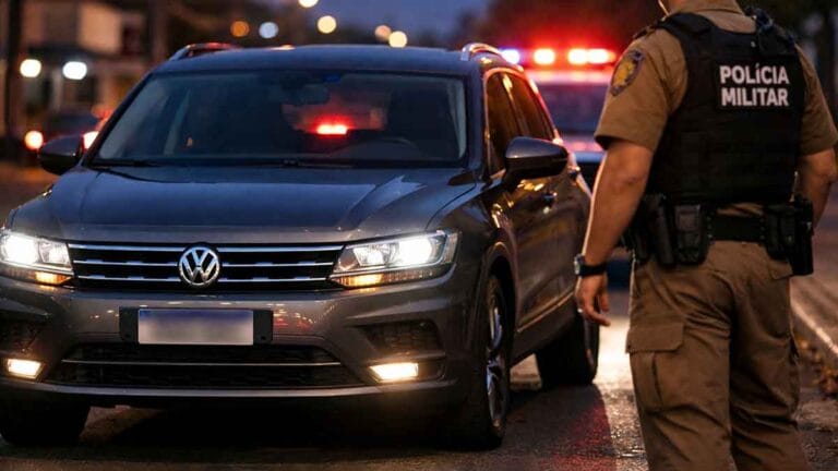 Veículo parado durante abordagem da Polícia Militar em Ivaiporã na madrugada