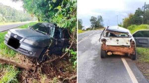 Dois acidente distintos envolvendo carros e um caminhões na PR-487 em Manoel Ribas