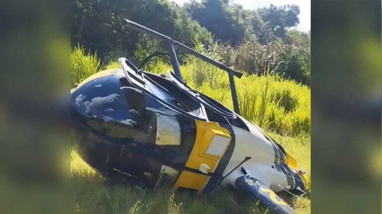 Helicóptero da PM em Matelândia após queda durante operação policial