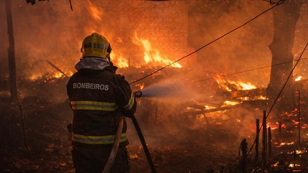 Casa abandonada foi destruída por incêndio em Alto Porã; idosa passou mal e foi levada à UPA