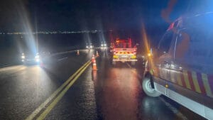 Corpo de Bombeiros em atendimento a acidente na rodovia