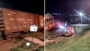 Trecho de ferrovia onde dois homens foram atingidos por trem em Apucarana