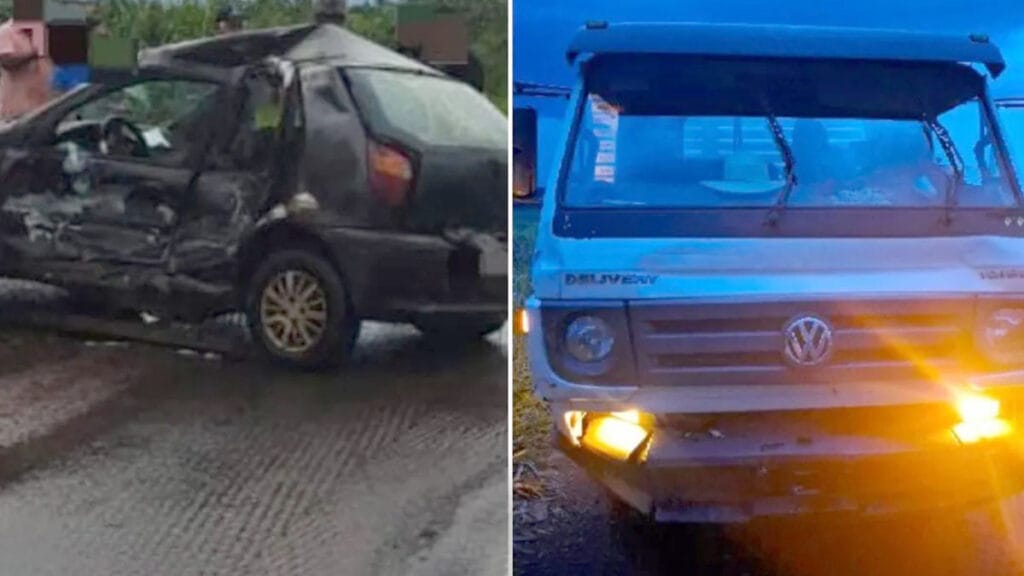 Acidente entre carro e caminhão na PRC-272 em Dinizópolis