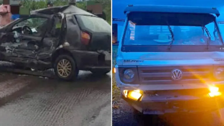 Acidente entre carro e caminhão na PRC-272 em Dinizópolis