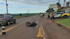 Motociclista ficou ferido após colisão traseira na PR-457