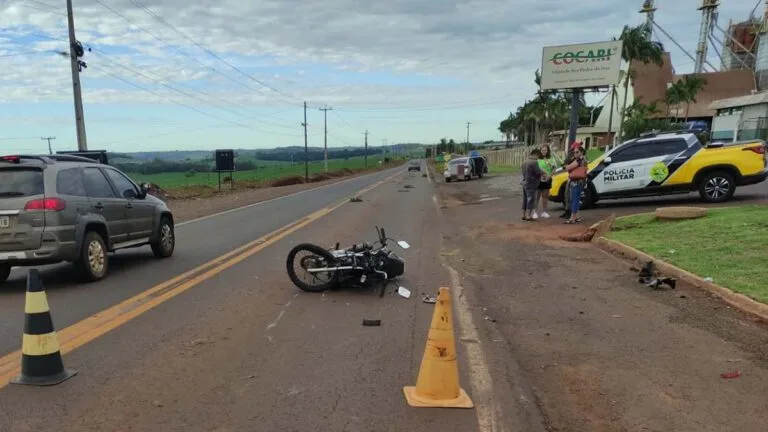 Motociclista ficou ferido após colisão traseira na PR-457