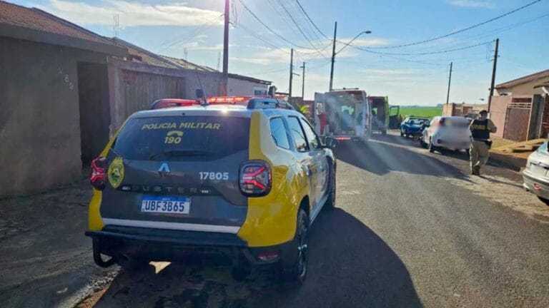 equipes do Samu e Bombeiros atendem homem ferido no Residencial Sumatra em Apucarana