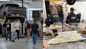 Cocaína apreendida pela Polícia Federal escondida em tanque de combustível de caminhonete em Apucarana