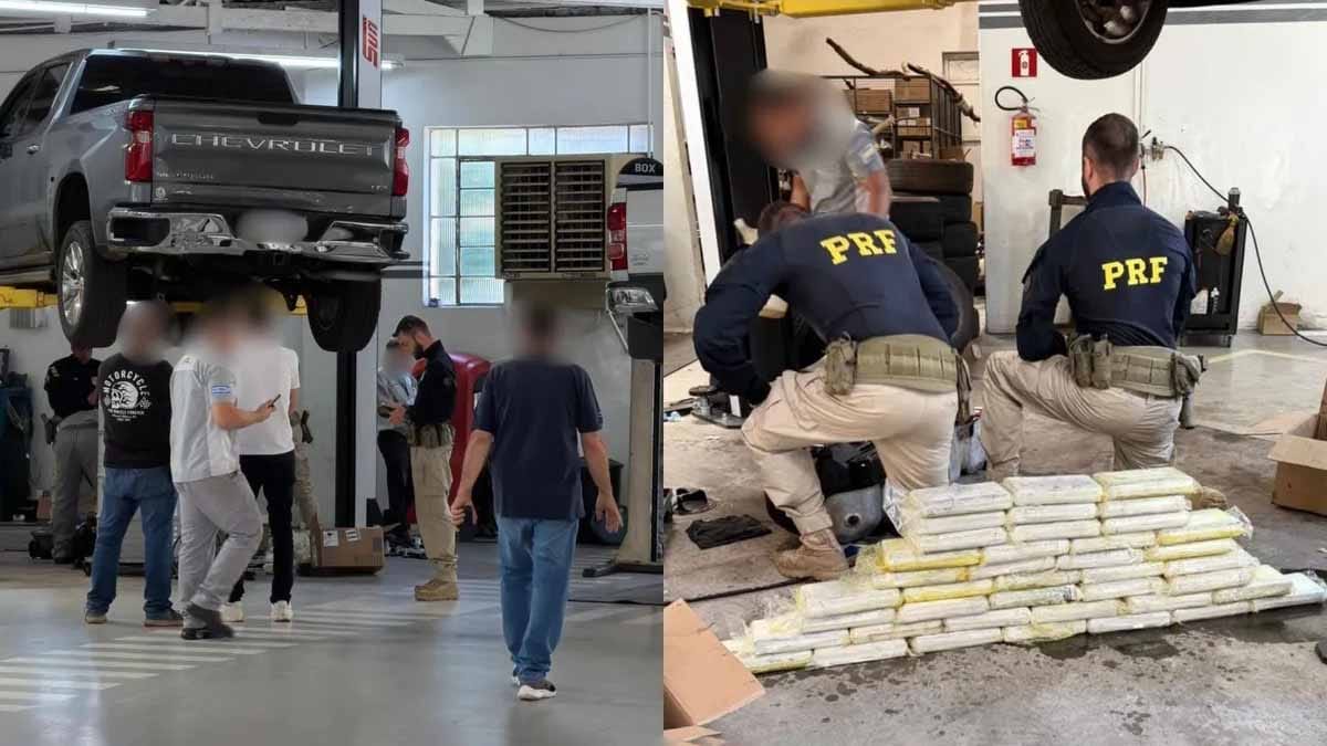 Cocaína apreendida pela Polícia Federal escondida em tanque de combustível de caminhonete em Apucarana