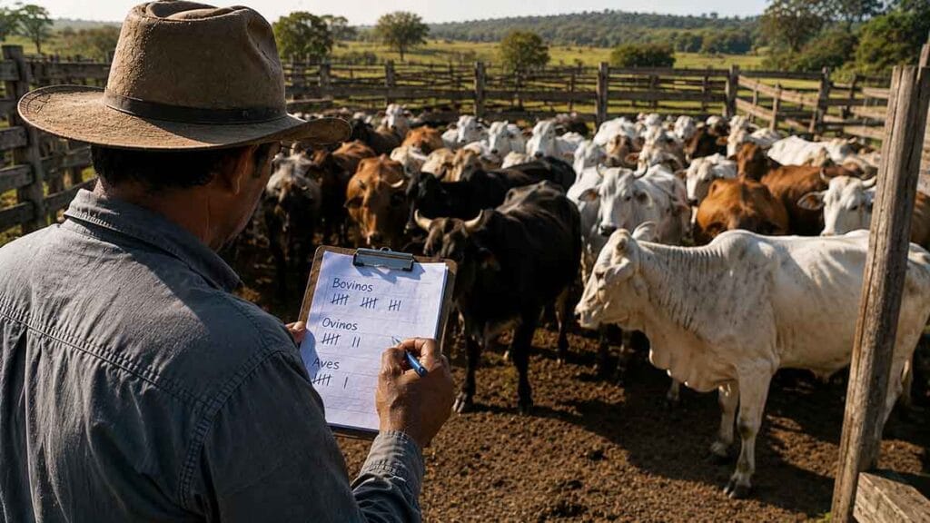Produtor rural faz contagem de gado durante atualização obrigatória de rebanhos no Paraná