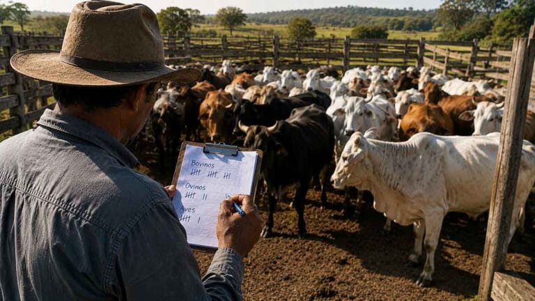 Produtor rural faz contagem de gado durante atualização obrigatória de rebanhos no Paraná