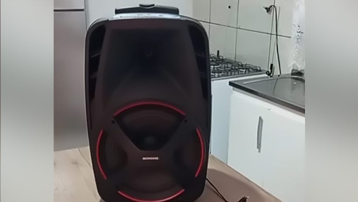 Caixa de som foi apreendida em atendimento de ocorrência de som alto