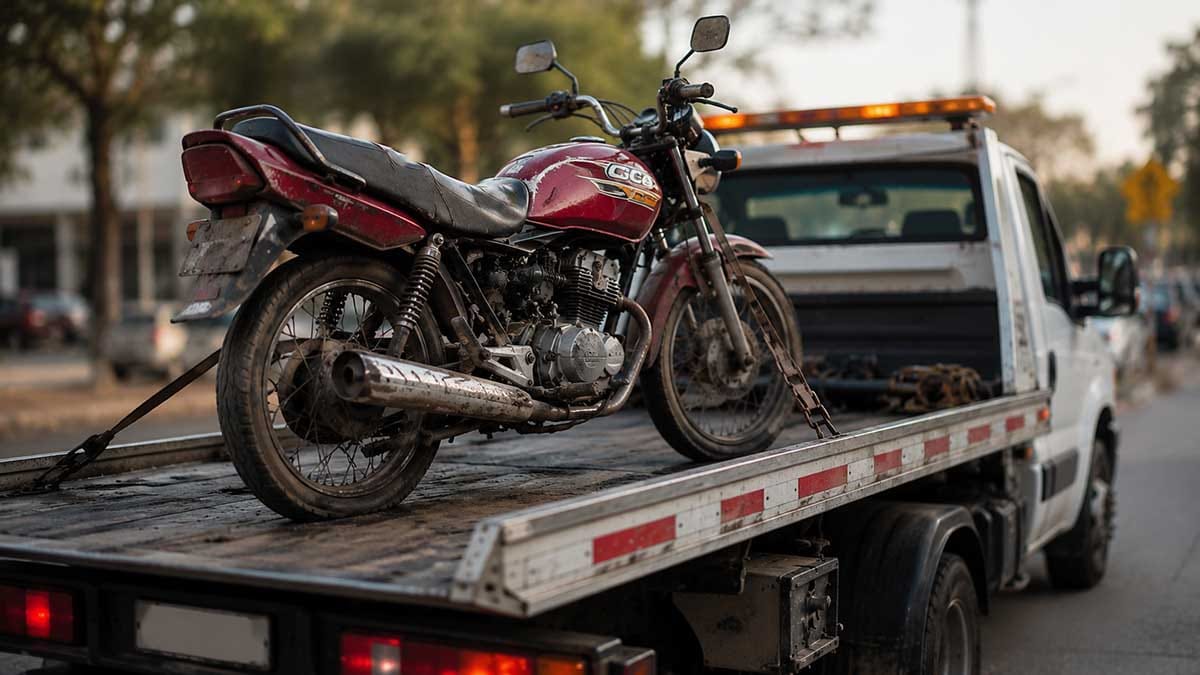 Moto apreendida pela PM e guinchada ao pátio após direção perigosa em Ivaiporã