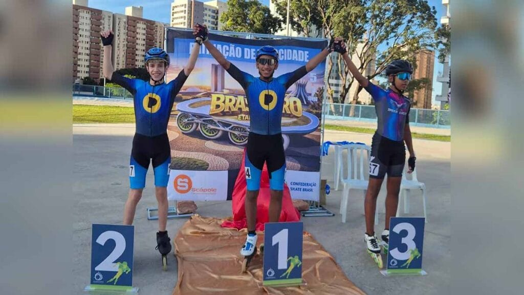 João Pedro Stipp durante prova do Campeonato Brasileiro de Patinação de Velocidade em Brasília