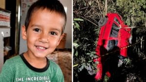Carro envolvido em acidente na PR-493, em Verê, onde menino de 7 anos morreu