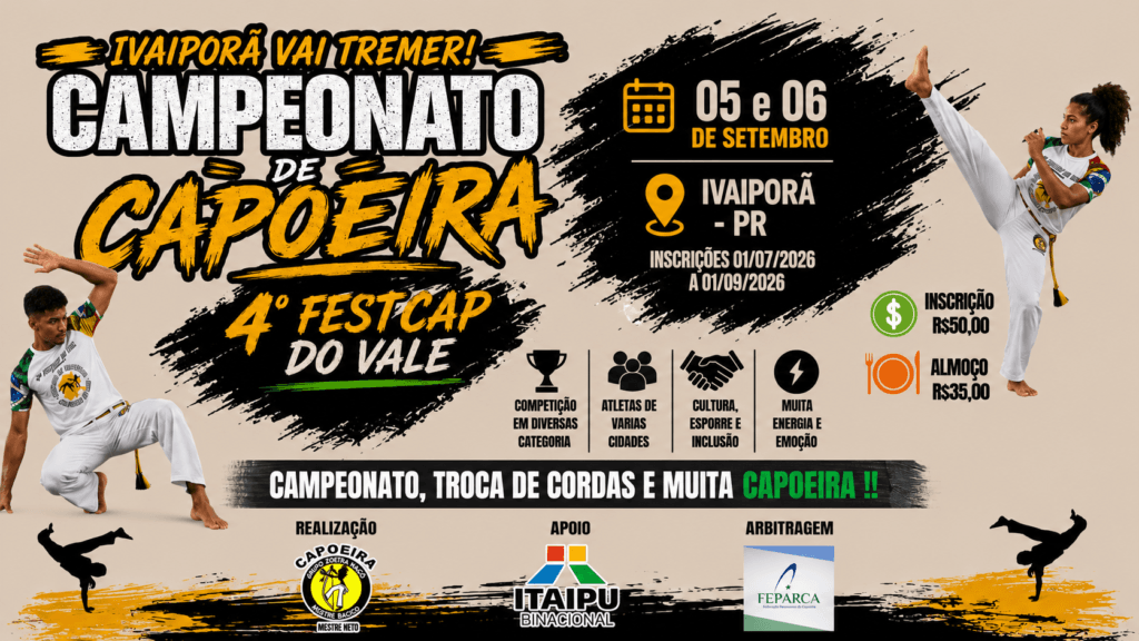 Banner 4º Festcap reúne capoeiristas em Ivaiporã