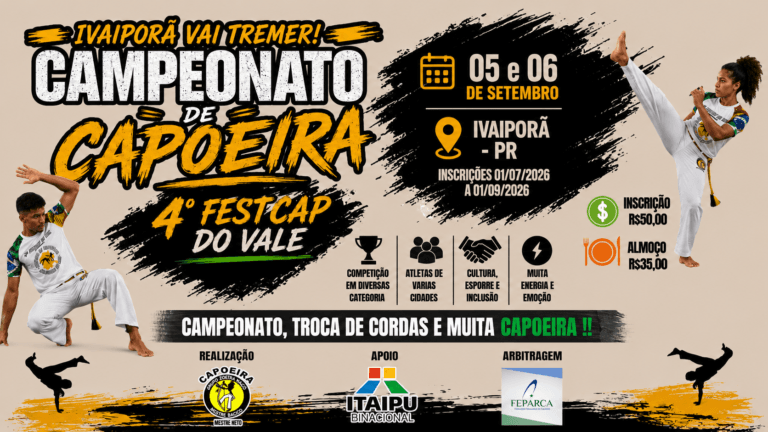 Banner 4º Festcap reúne capoeiristas em Ivaiporã