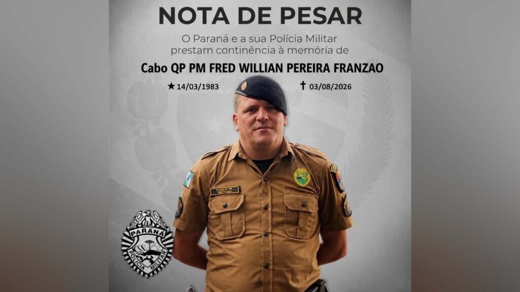 O cabo Fred William Pereira Franzão morreu após sofrer um infarto nas dependências do 10º BPM, em Apucarana
