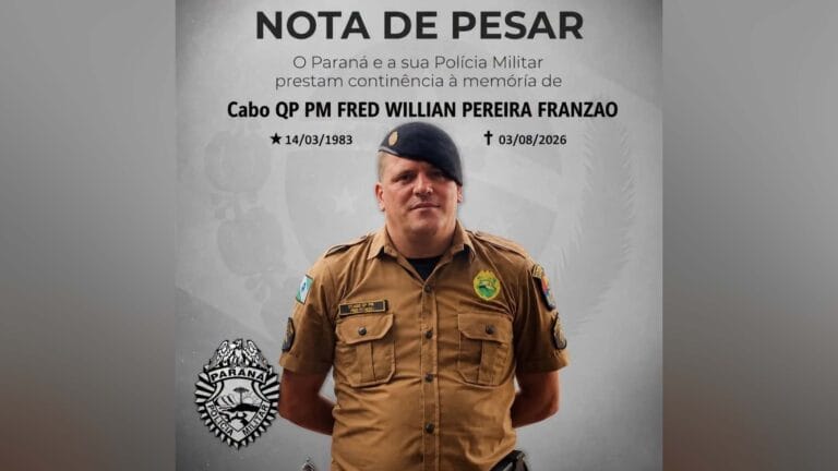 O cabo Fred William Pereira Franzão morreu após sofrer um infarto nas dependências do 10º BPM, em Apucarana