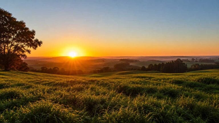 Previsão do tempo em Ivaiporã com paisagem rural e céu aberto