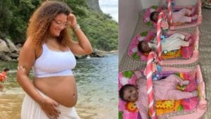 Thaís Campos Varanda descobriu que esperava três meninas após um segundo ultrassom
