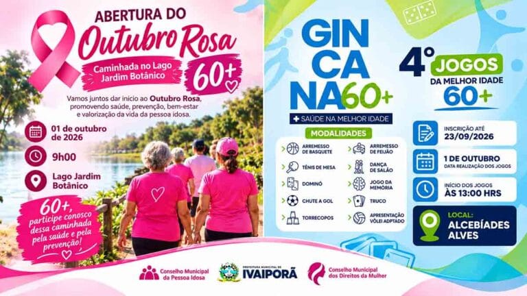 Caminhada da Melhor Idade e gincana 60+ fazem parte da programação desta quinta-feira (1º) em Ivaiporã