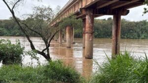 Rio Ivaí recuou para cerca de 3,45 metros acima do nível normal nesta segunda-feira (14), em Porto Ubá.