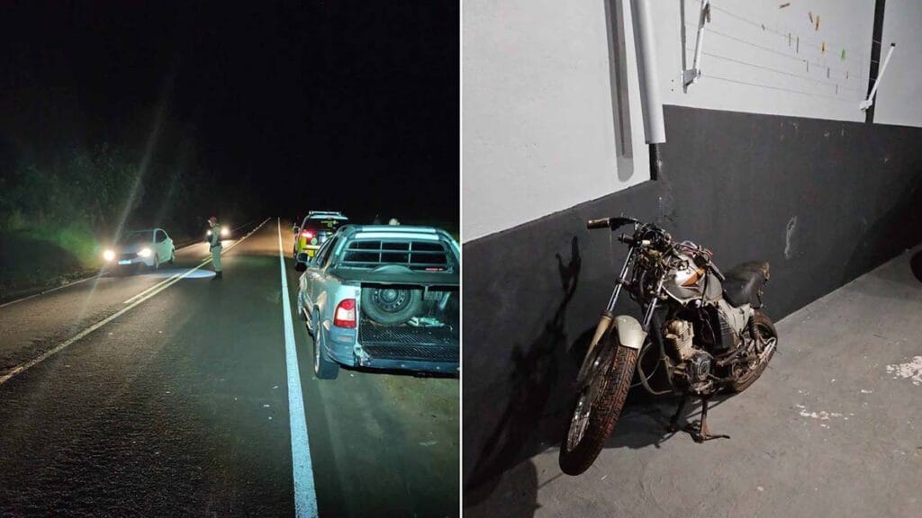 Colisão traseira entre um Gol e uma motocicleta na PR-436, em Ribeirão do Pinhal.