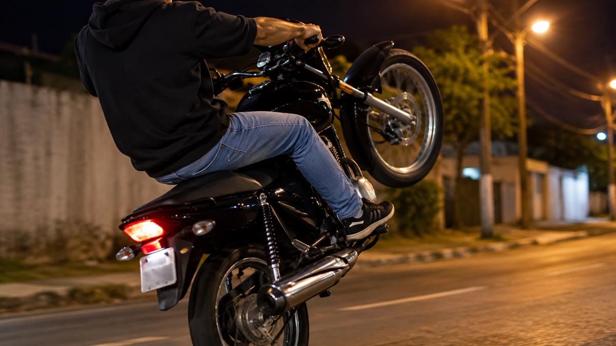 Motociclista é flagrado pela PM empinando moto