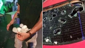 Granizo de grande porte provocou danos em veículos durante temporal no Paraguai.
