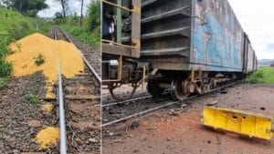 Homem foi preso após recolher cerca de quatro sacas de uma carga derramada em ferrovia em Apucarana