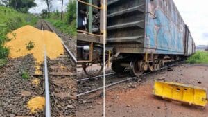Homem foi preso após recolher cerca de quatro sacas de uma carga derramada em ferrovia em Apucarana