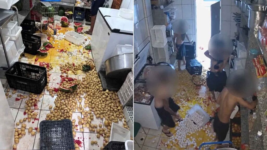 Vandalismo em escola do Paraná destrói 400 ovos da merenda Imagens de câmeras de segurança mostram alimentos espalhados pelo chão da cozinha de uma escola municipal de Foz do Iguaçu, no oeste do Paraná.