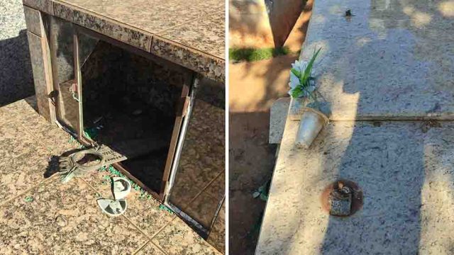 36139de7-cee6-429e-935d-47f27507c33e Cemitério é alvo de furto em Borrazópolis/Foto: Reprodução/Blog do Berimbau