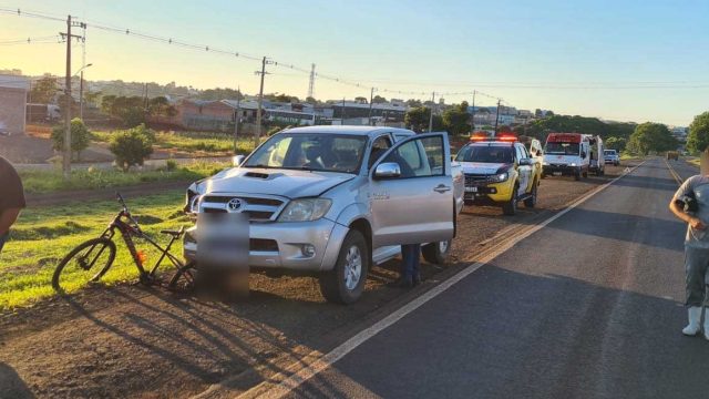 Ciclista atropelado em Jardim Alegre