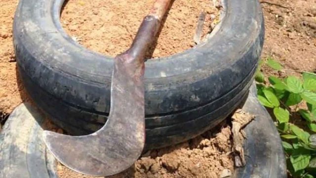 Polícia Militar apreendeu duas foices usadas na ameaça