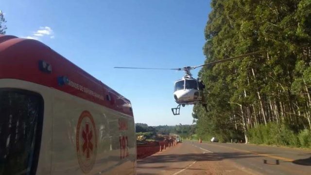 Helicóptero encaminhou motorista ferido para Londrina / Foto: Colaboração