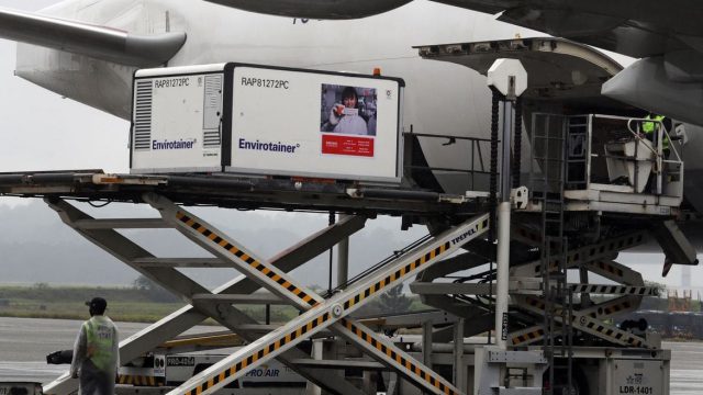 O material desembarcou no Aeroporto Internacional de Guarulhos