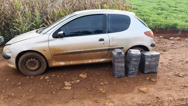 A droga era transportada em um Peugeot ocupado por dois suspeitos / Foto: PMPR