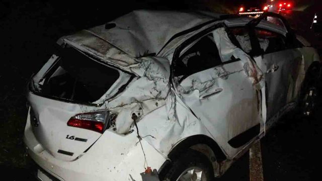 Acidente foi na noite de sábado na PR-466 / Foto: NH Notícias