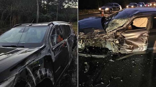 acidente-fabiano-menotti Carro de Fabiano Menotti (à esquerda) bateu em um veículo na BR-040, em Juiz de Fora - Foto: Corpo de Bombeiros/Divulgação