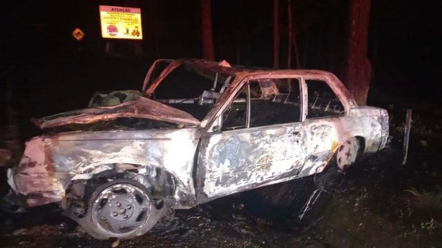 acidente foi entre nova tebas e pitanga Carro ficou destruído após saída de pista na PR-460; jovem foi levado ao hospital e morreu dias depois