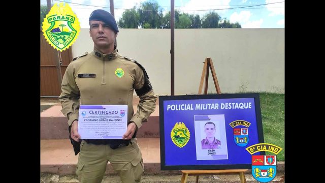 Cabo Gomes Policial Militar Destaque do Trimestre / Foto: 6ª CIPM
